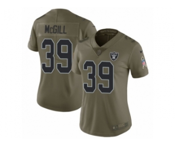 Women Nike Oakland Raiders #39 Keith McGill Limited Olive 2017 Salute to Service NFL Jersey