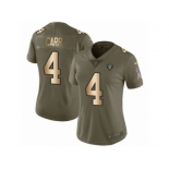 Women Nike Oakland Raiders #4 Derek Carr Limited Olive Gold 2017 Salute to Service NFL Jersey