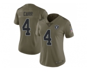 Women Nike Oakland Raiders #4 Derek Carr Olive Stitched NFL Limited 2017 Salute to Service Jersey