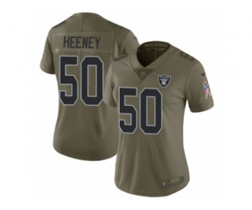 Women Nike Oakland Raiders #50 Ben Heeney Limited Olive 2017 Salute to Service NFL Jersey