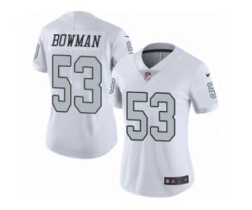 Women Nike Oakland Raiders #53 NaVorro Bowman Limited White Rush Vapor Untouchable NFL Jersey