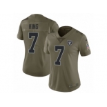 Women Nike Oakland Raiders #7 Marquette King Limited Olive 2017 Salute to Service NFL Jersey