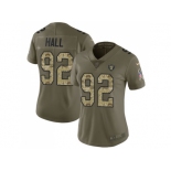 Women Nike Oakland Raiders #92 P.J. Hall Olive Camo Stitched NFL Limited 2017 Salute to Service Jersey