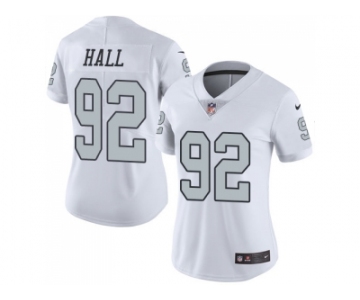 Women Nike Oakland Raiders #92 P.J. Hall White Stitched NFL Limited Rush Jersey