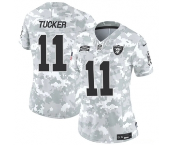 Women's Las Vegas Raiders #11 Tre Tucker 2024 F.U.S.E Arctic Camo Salute To Service Limited Stitched Jersey