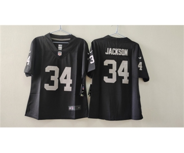 Women's Las Vegas Raiders #34 Bo Jackson Black Vapor Stitched Jersey