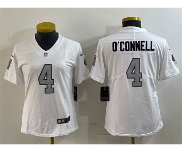 Women's Las Vegas Raiders #4 Aidan O'Connell White Color Rush Limited Football Stitched Jersey