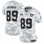 Women's Las Vegas Raiders #89 Brock Bowers 2024 F.U.S.E Arctic Camo Salute To Service Limited Stitched Jersey