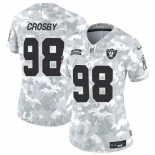 Women's Las Vegas Raiders #98 Maxx Crosby 2024 F.U.S.E Arctic Camo Salute To Service Limited Stitched Jersey