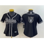 Women's Las Vegas Raiders Black Team Big Logo With Patch Cool Base Stitched Baseball Jersey