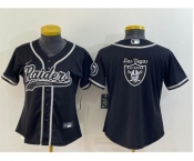 Women's Las Vegas Raiders Black Team Big Logo With Patch Cool Base Stitched Baseball Jersey