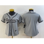 Women's Las Vegas Raiders Blank Grey With Patch Cool Base Stitched Baseball Jersey