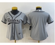 Women's Las Vegas Raiders Blank Grey With Patch Cool Base Stitched Baseball Jersey