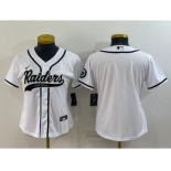 Women's Las Vegas Raiders Blank White With Patch Cool Base Stitched Baseball Jersey