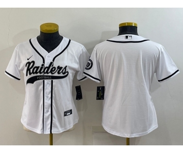 Women's Las Vegas Raiders Blank White With Patch Cool Base Stitched Baseball Jersey