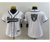 Women's Las Vegas Raiders White Team Big Logo With Patch Cool Base Stitched Baseball Jersey