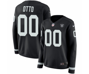 Women's Nike Oakland Raiders #00 Jim Otto Limited Black Therma Long Sleeve NFL Jersey