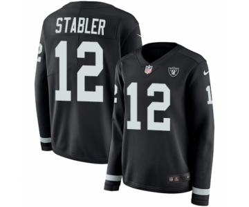 Women's Nike Oakland Raiders #12 Kenny Stabler Limited Black Therma Long Sleeve NFL Jersey