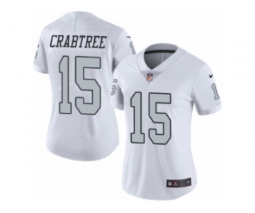 Women's Nike Oakland Raiders #15 Michael Crabtree Limited White Rush NFL Jersey