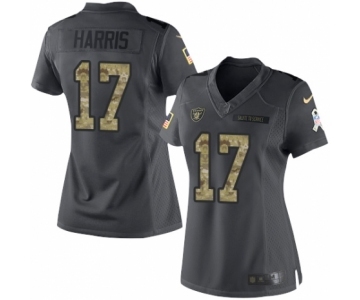 Women's Nike Oakland Raiders #17 Dwayne Harris Limited Black 2016 Salute to Service NFL Jersey