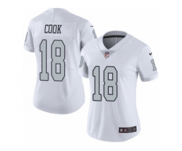 Women's Nike Oakland Raiders #18 Connor Cook Limited White Rush NFL Jersey