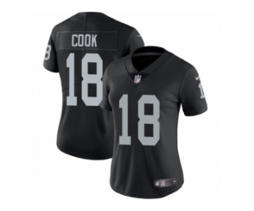 Women's Nike Oakland Raiders #18 Connor Cook Vapor Untouchable Limited Black Team Color NFL Jersey