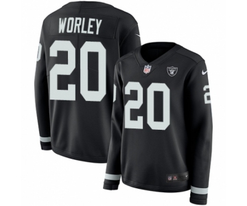 Women's Nike Oakland Raiders #20 Daryl Worley Limited Black Therma Long Sleeve NFL Jersey