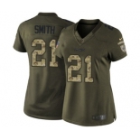 Women's Nike Oakland Raiders #21 Sean Smith Limited Green Salute to Service NFL Jersey