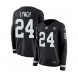 Women's Nike Oakland Raiders #24 Marshawn Lynch Limited Black Therma Long Sleeve NFL Jersey