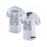 Women's Nike Oakland Raiders #24 Marshawn Lynch Limited White Rush NFL Jersey