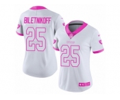 Women's Nike Oakland Raiders #25 Fred Biletnikoff Limited White Pink Rush Fashion NFL Jersey