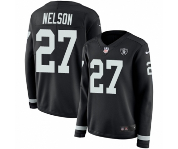 Women's Nike Oakland Raiders #27 Reggie Nelson Limited Black Therma Long Sleeve NFL Jersey