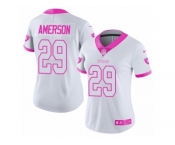 Women's Nike Oakland Raiders #29 David Amerson Limited White Pink Rush Fashion NFL Jersey