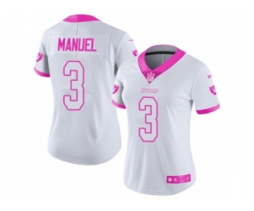 Women's Nike Oakland Raiders #3 E. J. Manuel Limited White Pink Rush Fashion NFL Jersey