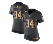 Women's Nike Oakland Raiders #34 Bo Jackson Limited Black Gold Salute to Service NFL Jersey