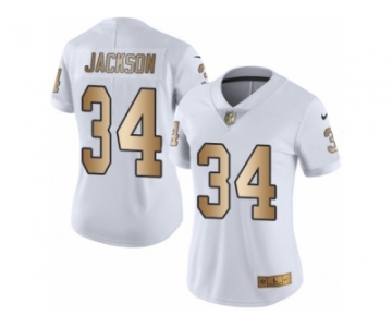 Women's Nike Oakland Raiders #34 Bo Jackson Limited White Gold Rush NFL Jersey