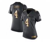 Women's Nike Oakland Raiders #4 Derek Carr Limited Black Gold Salute to Service NFL Jersey