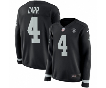 Women's Nike Oakland Raiders #4 Derek Carr Limited Black Therma Long Sleeve NFL Jersey