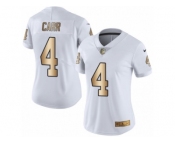 Women's Nike Oakland Raiders #4 Derek Carr Limited White Gold Rush NFL Jersey