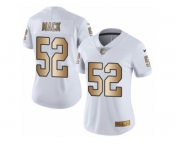 Women's Nike Oakland Raiders #52 Khalil Mack Limited White Gold Rush NFL Jersey