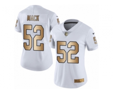 Women's Nike Oakland Raiders #52 Khalil Mack Limited White Gold Rush NFL Jersey