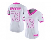 Women's Nike Oakland Raiders #73 Marshall Newhouse Limited White Pink Rush Fashion NFL Jersey