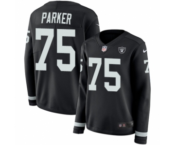 Women's Nike Oakland Raiders #75 Brandon Parker Limited Black Therma Long Sleeve NFL Jersey