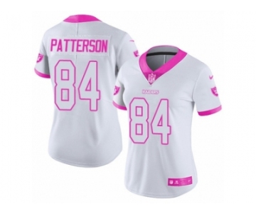 Women's Nike Oakland Raiders #84 Cordarrelle Patterson Limited White Pink Rush Fashion NFL Jersey