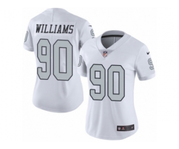 Women's Nike Oakland Raiders #90 Dan Williams Limited White Rush NFL Jersey