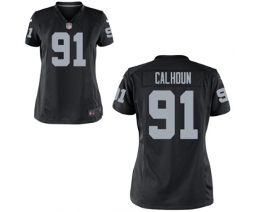 Women's Nike Oakland Raiders #91 Shilique Calhoun Black Team Color NFL Jersey