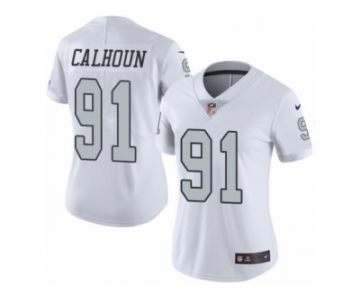 Women's Nike Oakland Raiders #91 Shilique Calhoun Limited White Rush NFL Jersey