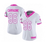 Women's Nike Oakland Raiders #96 Cornellius Carradine Limited White Pink Rush Fashion NFL Jersey