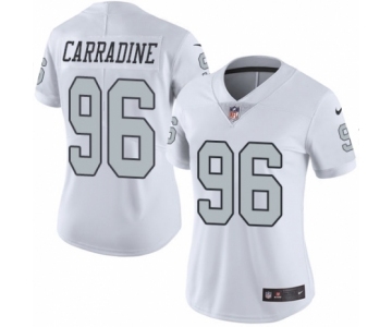 Women's Nike Oakland Raiders #96 Cornellius Carradine Limited White Rush Vapor Untouchable NFL Jersey