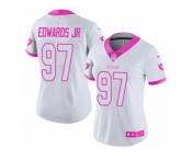 Women's Nike Oakland Raiders #97 Mario Edwards Jr Limited White Pink Rush Fashion NFL Jersey